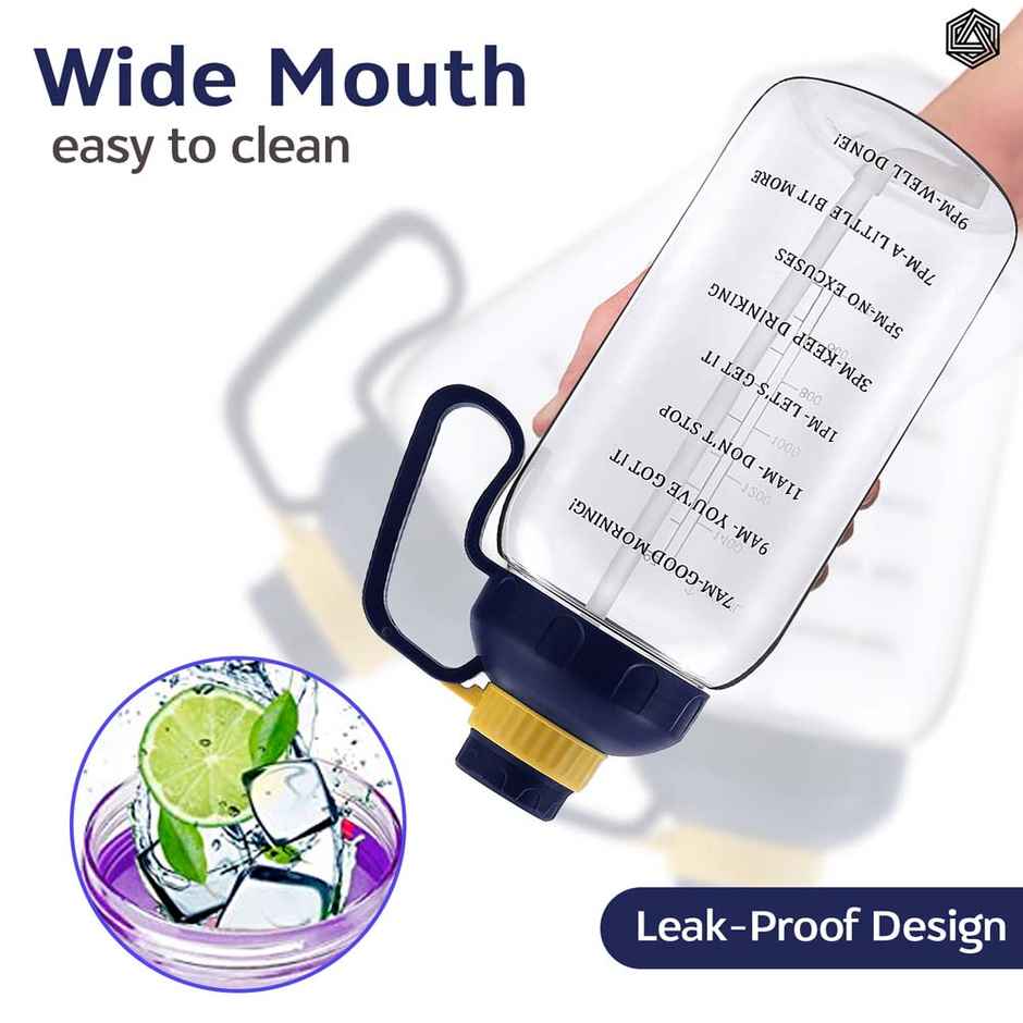 Boldfit 2L Gym Gallon Bottle with Motivational Time Markers | Transparent